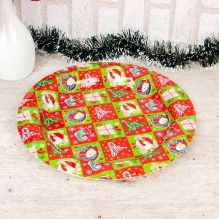 Bandeja Plástica Redonda Estampas Natalinas 33 Cm