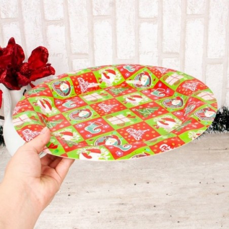 Bandeja Plástica Redonda Estampas Natalinas 33 Cm