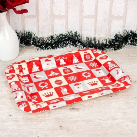 Bandeja Plástica Retangular Estampas De Natal  37,5X27,5CM