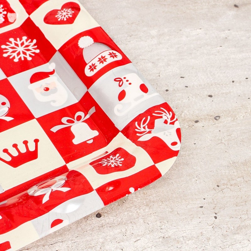 Bandeja Plástica Retangular Estampas De Natal  37,5X27,5CM