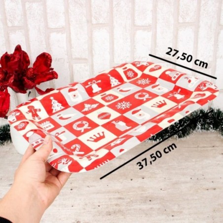Bandeja Plástica Retangular Estampas De Natal  37,5X27,5CM