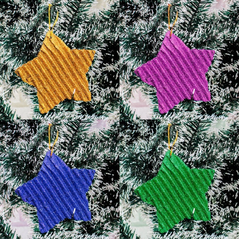 Estrela Enfeite Decorativo Natalino Glitter Cores Variadas