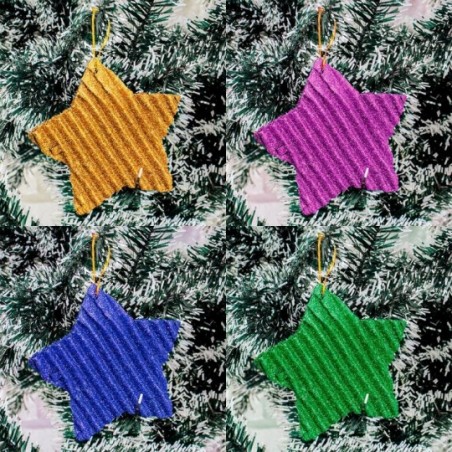 Estrela Enfeite Decorativo Natalino Glitter Cores Variadas