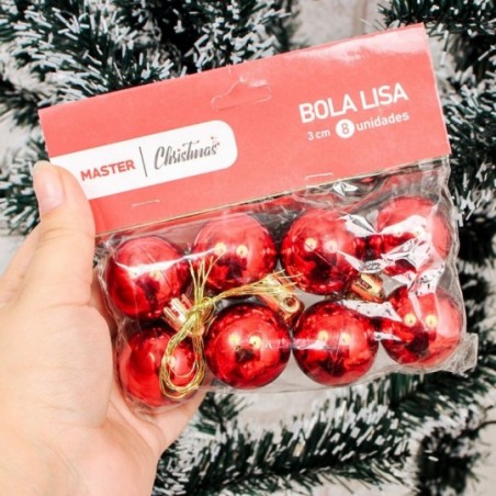Kit 8 Bolas De Natal Decorativas Lisa Para Árvore 3 Cm