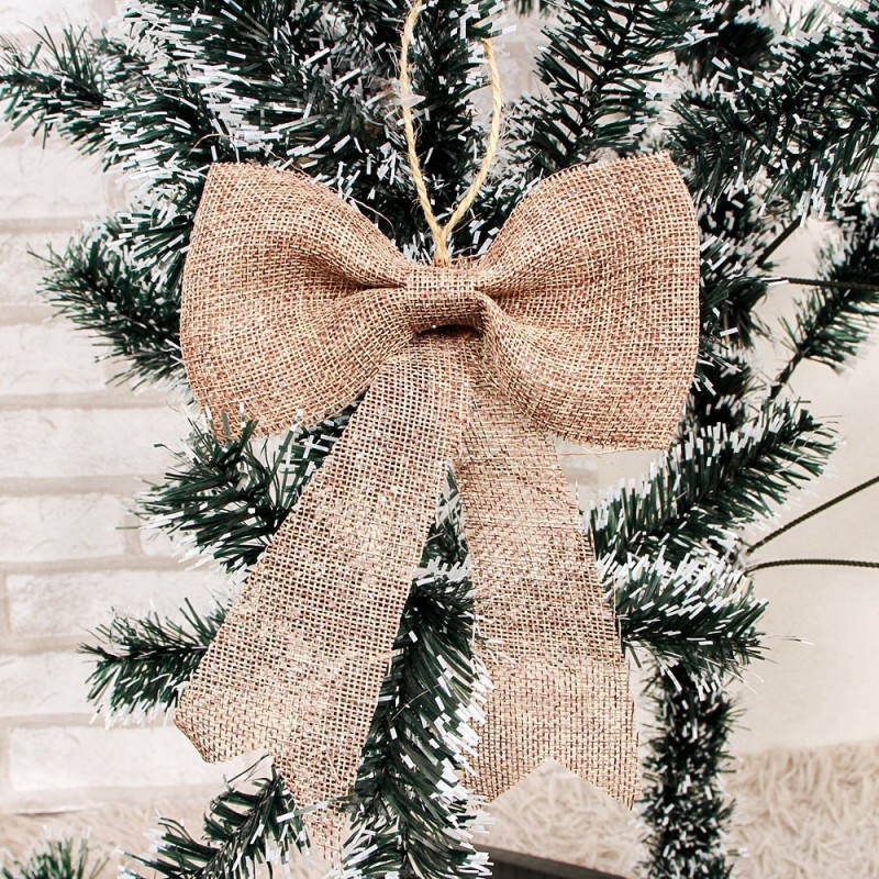 Laço Em Ráfia Com Glitter Enfeite De Natal 19 CM X 15 CM