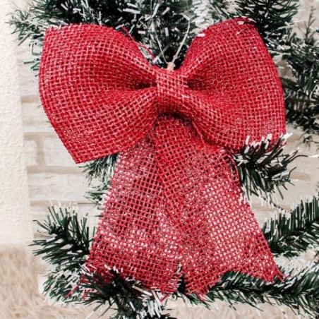 Laço Vinho Ráfia Enfeite Natal Glitter 19X15CM Atacado