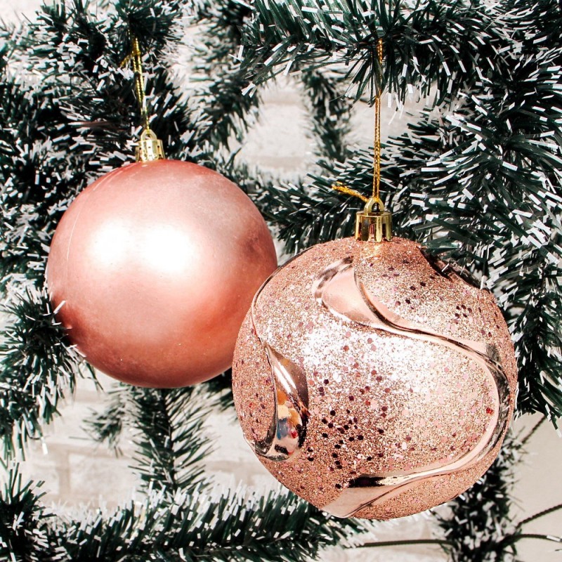Kit 2 Bolas De Natal Rose Para Enfeite 10 CM