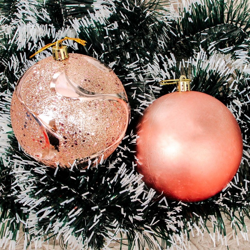 Kit 2 Bolas De Natal Rose Para Enfeite 10 CM