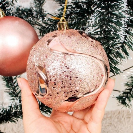 Kit 2 Bolas De Natal Rose Para Enfeite 10 CM