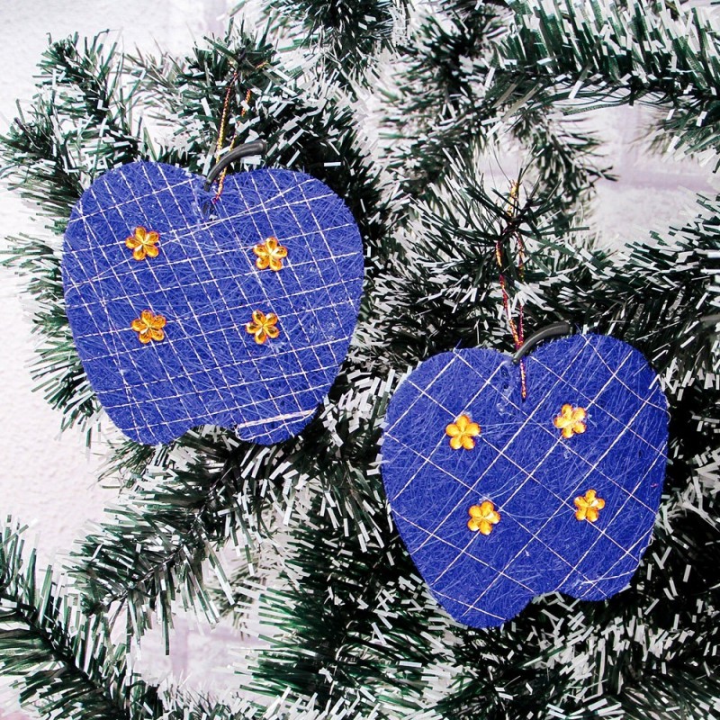 Kit 2 Enfeites De Maçã Arame Com Strass De Natal