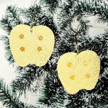 Kit 2 Enfeites De Maçã Arame Com Strass De Natal
