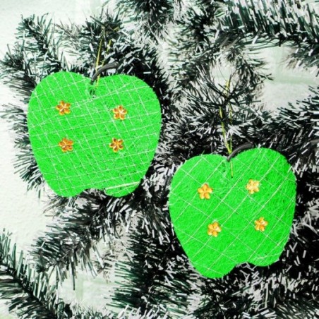 Kit 2 Enfeites De Maçã Arame Com Strass De Natal