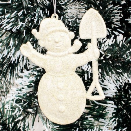 Enfeite Boneco Neve Glitter De Pendurar 10 Cm Atacado