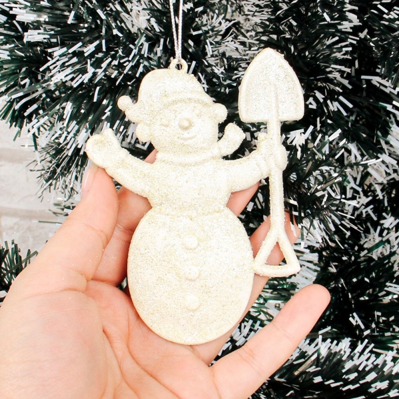 Enfeite Boneco Neve Glitter De Pendurar 10 Cm Atacado