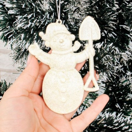 Enfeite Boneco Neve Glitter De Pendurar 10 Cm Atacado