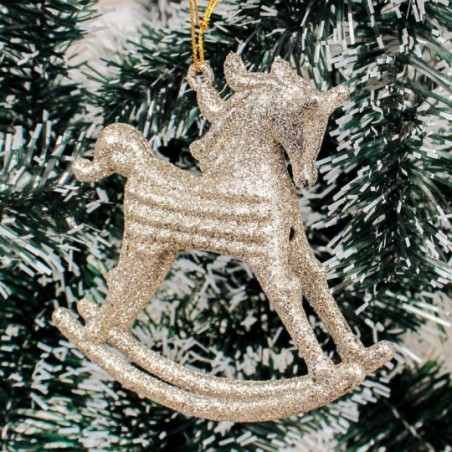 Enfeite Cavalo Balanço Glitter Pendurar 10 cm x 10 cm