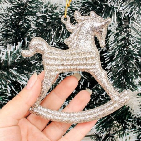 Enfeite Cavalo Balanço Glitter Pendurar 10 cm x 10 cm