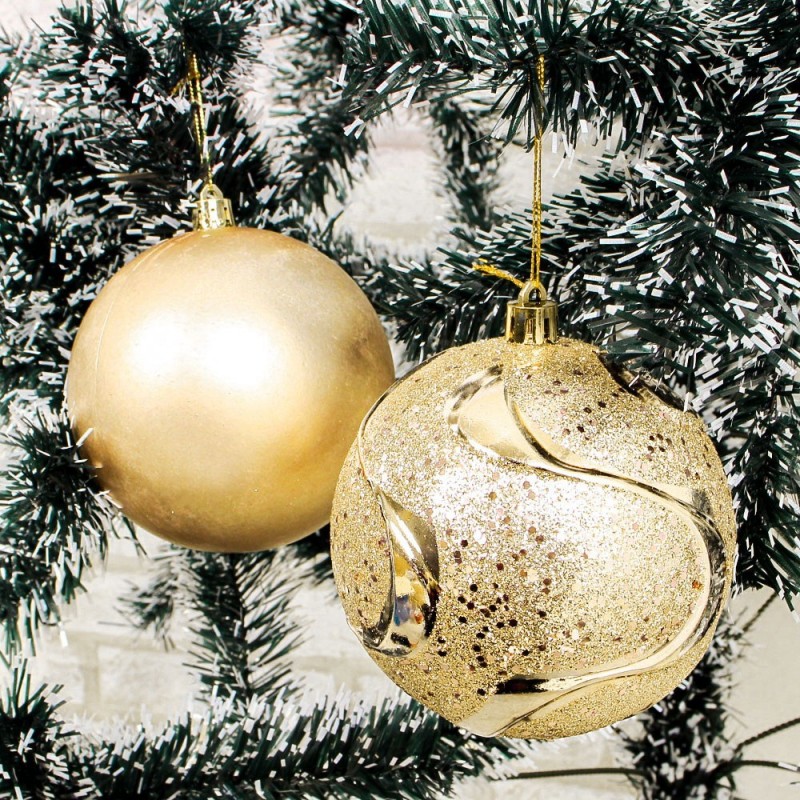 Kit 2 Bolas De Natal Dourada Para Enfeite 10 CM