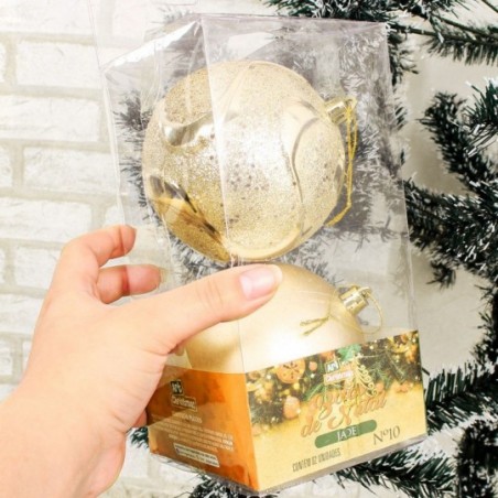 Kit 2 Bolas De Natal Dourada Para Enfeite 10 CM