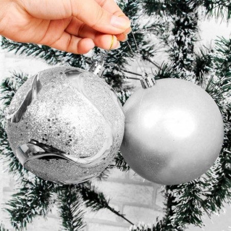 Kit 2 Bolas De Natal Prata Para Enfeite 10 CM