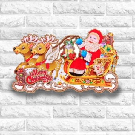 Painel Natalino Variados Papai Noel Com Glitter 55CM x 30CM