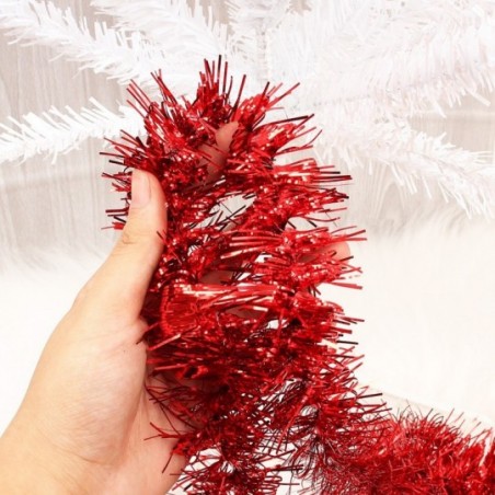 Enfeite Festão Metalizado Vermelho Árvore De Natal 2 Metros