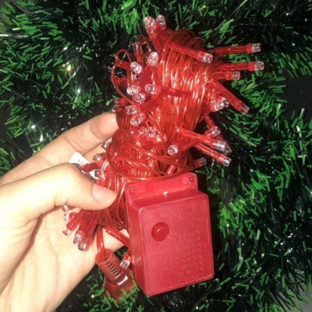 Pisca Pisca Natal 100 Leds Vermelho 127V 8 Funções 8 Metros