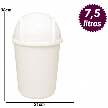Lixeira Banheiro Branca Tampa Basculante 7,5 Litros Jaguar