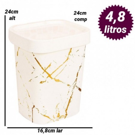Lixeira P/ Banheiro Marmorizado Plasútil 4,8 Litros