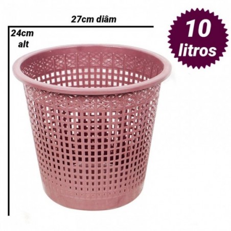 Lixeira Redonda Telada Plástica 24 Cm x 27 Cm