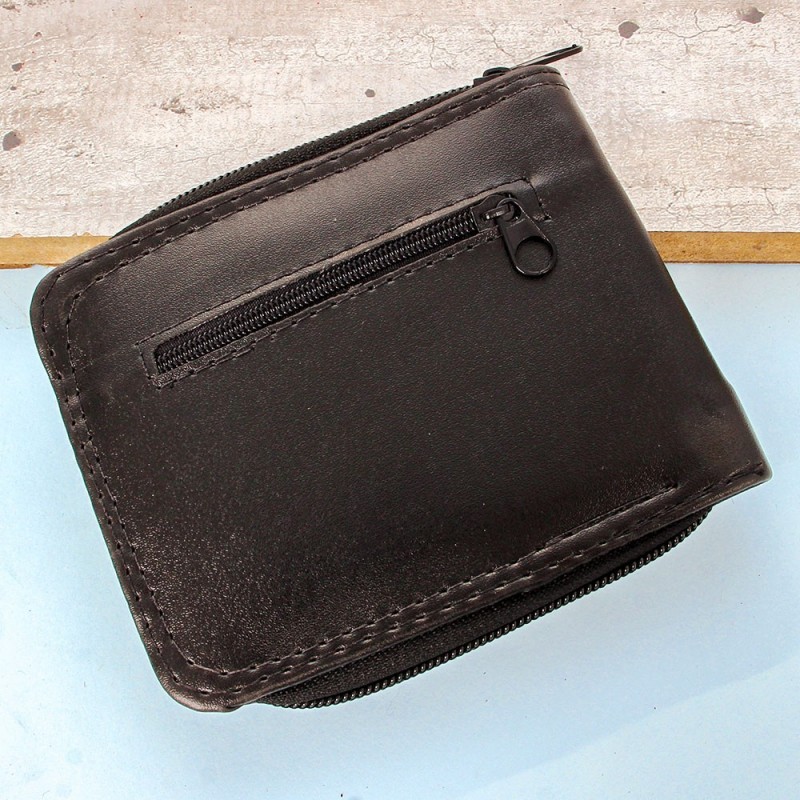 Carteira Masculina Lisa Fecho Zíper Porta Moedas Cartões