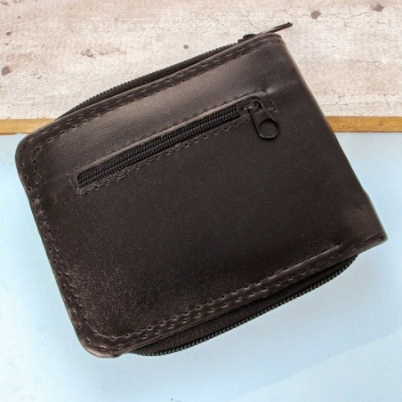 Carteira Masculina Lisa Fecho Zíper Porta Moedas Cartões