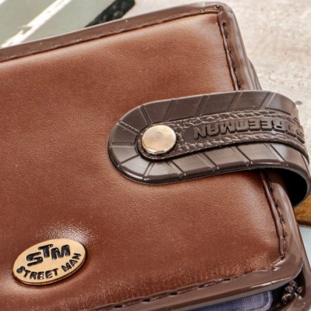 Carteira Masculina Alto Relevo Fecho Botão Porta Cartões