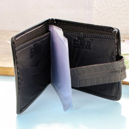 Carteira Masculina Alto Relevo Fecho Lapela Porta Cartões