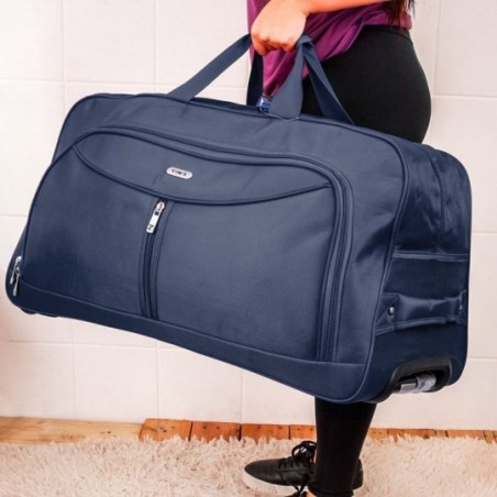 Bolsa Mala Bordo Viagem Média Tecido C/ Alça E Rodinhas