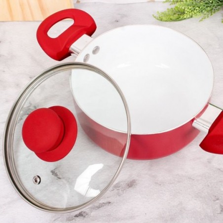 Panela Caçarola Revestimento Cerâmico Vermelho 16 Cm Wellmix