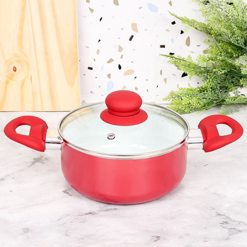 Panela Caçarola Revestimento Cerâmico Vermelho 16 Cm Wellmix