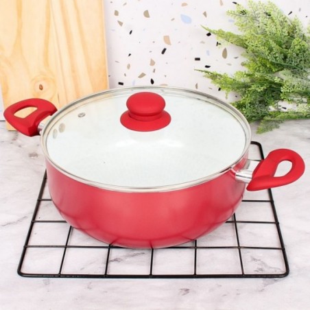 Panela Caçarola Revestimento Cerâmico Vermelho 24 Cm Wellmix