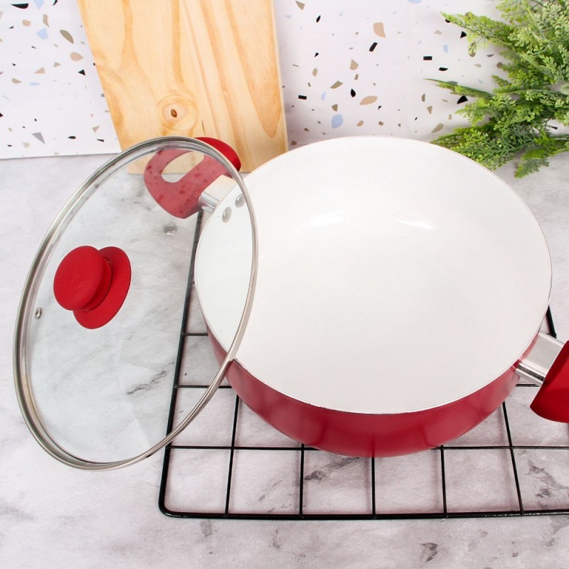 Panela Caçarola Revestimento Cerâmico Vermelho 24 Cm Wellmix