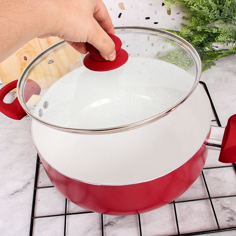 Panela Caçarola Revestimento Cerâmico Vermelho 24 Cm Wellmix