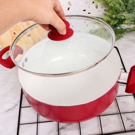 Panela Caçarola Revestimento Cerâmico Vermelho 24 Cm Wellmix