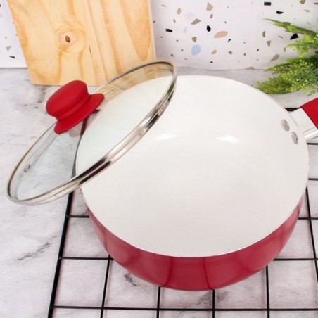 Panela Caçarola Revestimento Cerâmico Vermelho 20 Cm Wellmix