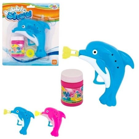 Brinquedo Pistola Lança Bolhas A Fricção Golfinho 11 Cm