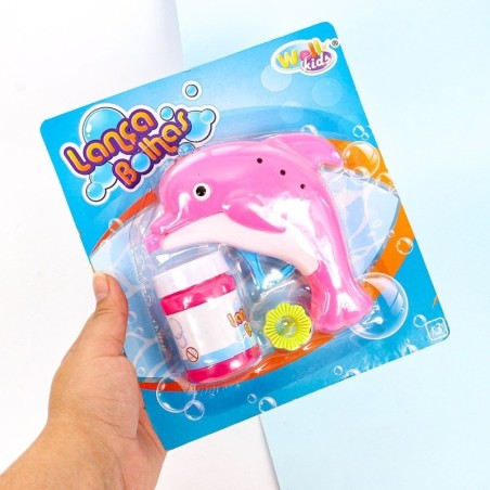 Brinquedo Pistola Lança Bolhas A Fricção Golfinho 11 Cm