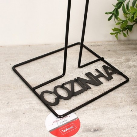 Suporte Porta Rolo Papel Toalha Aramado Preto 31 Cm Wellmix