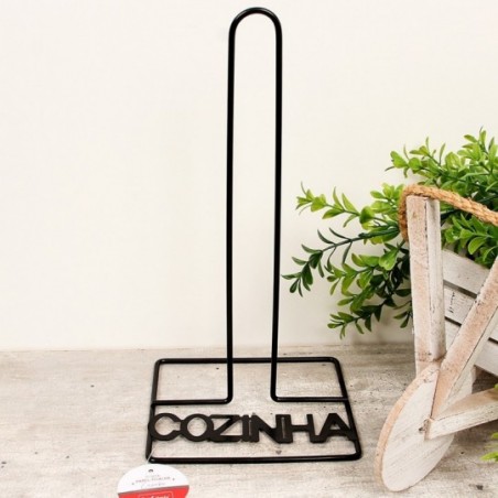 Suporte Porta Rolo Papel Toalha Aramado Preto 31 Cm Wellmix