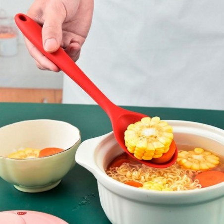 Colherão De Arroz Silicone Com Cabo Vermelho 28 Cm