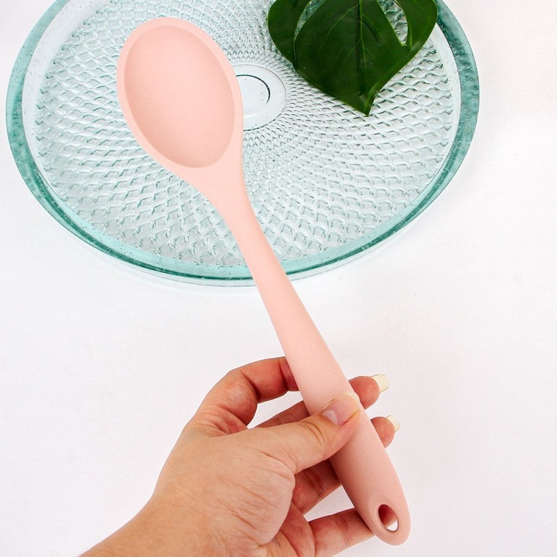 Colherão De Arroz Silicone Com Cabo Rosa Nude 28 Cm