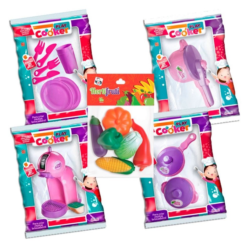 Kit Cozinha Infantil Com Hortifrut 19 peças