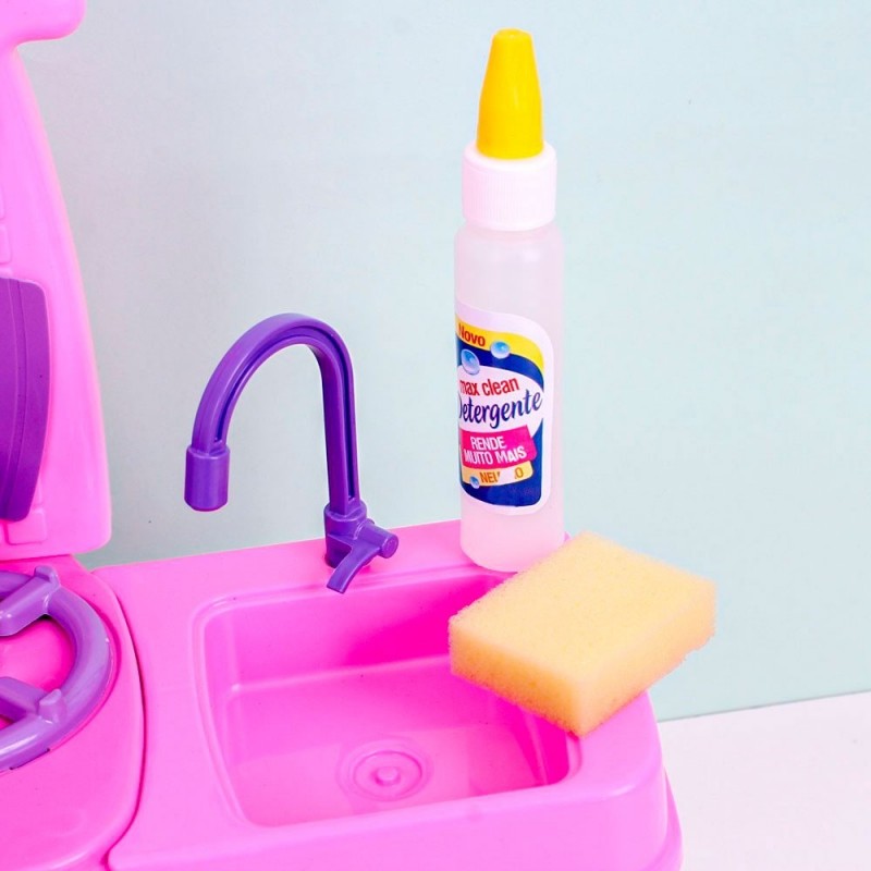 Kit Minha Cozinha Completa Rosa Com 19 Peças Infantil
